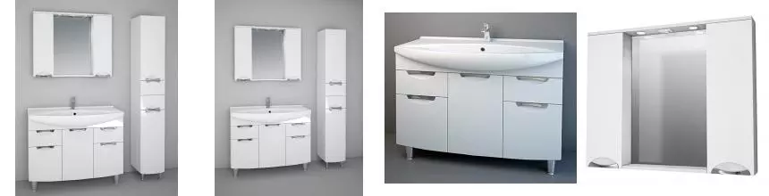 Мебель для ванной «Spectrum» Солар 105 с дверцами и ящиками белый лак