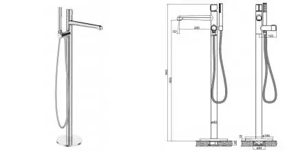 Напольный смеситель для ванны «Belbagno» Uno UNO-FMT-CRM хром