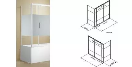 Боковая стенка стеклянная «Aquanet» Practic 80 прозрачная с белой полоской
