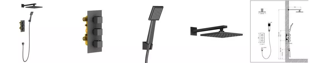 Душевая система «Timo» Tetra Thermo SX-0179/03S с термостатом чёрная Душевая система «Timo» Tetra Thermo SX-0179/03S с термостатом чёрная
