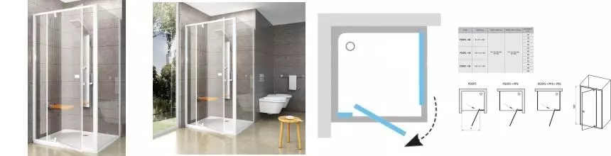 Душевой угол-ограждение «Ravak» Pivot PDOP2 120/90 прямоугольный Transparent/белый-белый универсальный