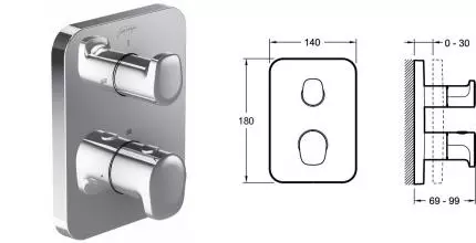 Внешняя часть смесителя «Jacob Delafon» Modulo E75389-CP Внешняя часть смесителя «Jacob Delafon» Modulo E75389-CP