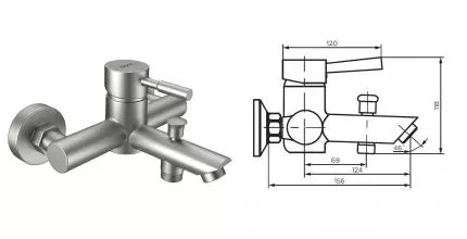 Смеситель для ванны «Dorff» Logic new D3010000SS матовый хром