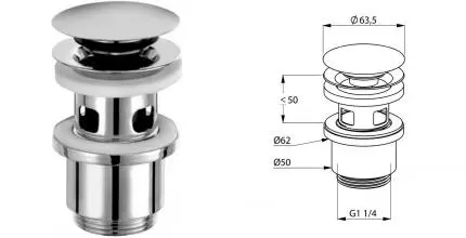 Донный клапан для раковины «Kludi» Balance 104240500 с механизмом Клик-Клак хром