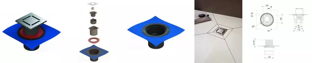 Трап для душа «Berges Wasserhaus» Zentrum Norma 150/150 вертикальный выпуск хром