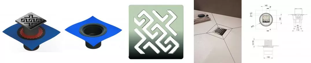 Трап для душа «Berges Wasserhaus» Zentrum Antik 150/150 вертикальный выпуск хром