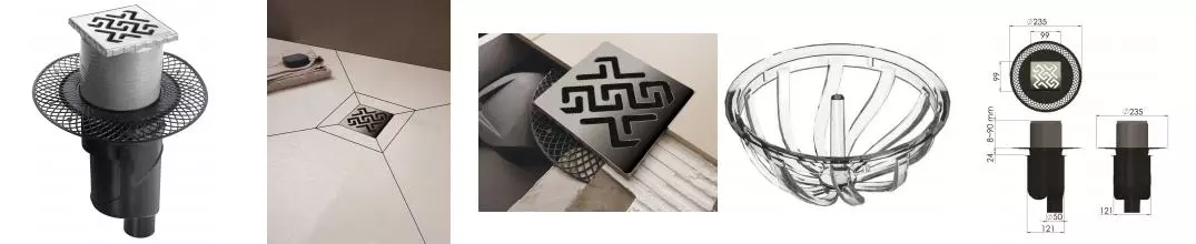 Трап для душа «Berges Wasserhaus» Platz Antik 100/100 090060 вертикальный выпуск матовый хром Трап для душа «Berges Wasserhaus» Platz Antik 100/100 090060 вертикальный выпуск матовый хром