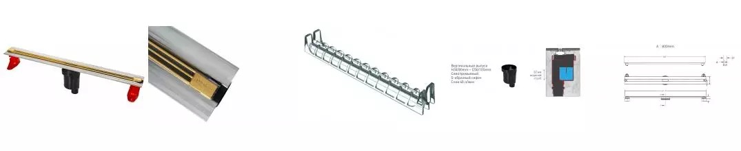 Душевой лоток «Berges Wasserhaus» Super Slim 800 вертикальный выпуск золото Душевой лоток «Berges Wasserhaus» Super Slim 800 вертикальный выпуск золото