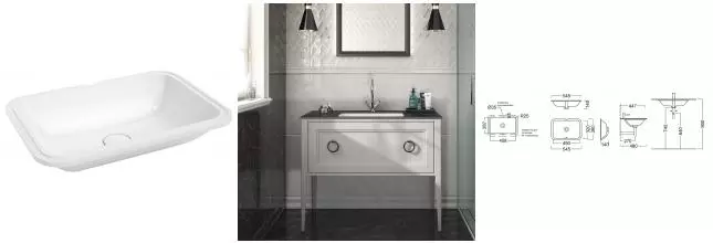 Раковина «Kerama Marazzi» Plaza 55/38 PL.wbu.55 фарфоровая белая Раковина «Kerama Marazzi» Plaza 55/38 PL.wbu.55 фарфоровая белая