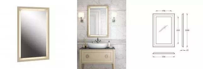 Зеркало из массива «Kerama Marazzi» Plaza Classic 65 с подсветкой капучино (матовое с эффектом открытой поры) Зеркало из массива «Kerama Marazzi» Plaza Classic 65 с подсветкой капучино (матовое с эффектом открытой поры)