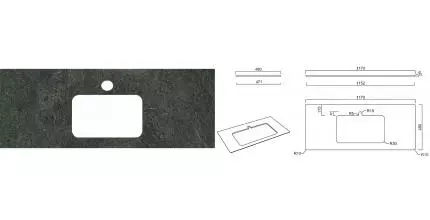 Мебельная столешница «Kerama Marazzi» Риальто 120 PL2 керамогранит зелёный тёмный