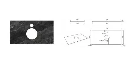 Мебельная столешница «Kerama Marazzi» Риальто PL1.VT93\100 керамогранит тёмный серый лаппатированый