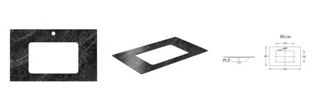 Мебельная столешница «Kerama Marazzi» Риальто 80 PL3 керамогранит тёмный серый лаппатированый Мебельная столешница «Kerama Marazzi» Риальто 80 PL3 керамогранит тёмный серый лаппатированый