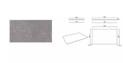 Мебельная столешница «Kerama Marazzi» Фондамента 80 PL4 керамогранит серый Мебельная столешница «Kerama Marazzi» Фондамента 80 PL4 керамогранит серый