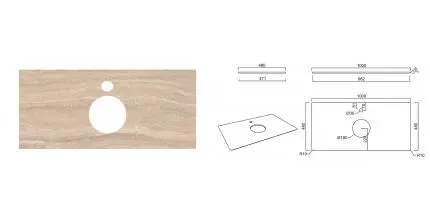 Мебельная столешница «Kerama Marazzi» Риальто 100 PL1 керамогранит песочный