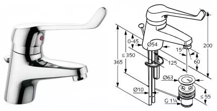 Смеситель для раковины «Kludi» Medi Mix 332710564 с донным клапаном хром