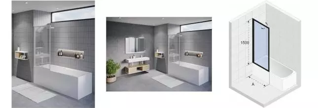 Шторка на ванну стеклянная «Riho» Lucid GD501 80/150 прозрачная/белая универсальная Шторка на ванну стеклянная «Riho» Lucid GD501 80/150 прозрачная/белая универсальная