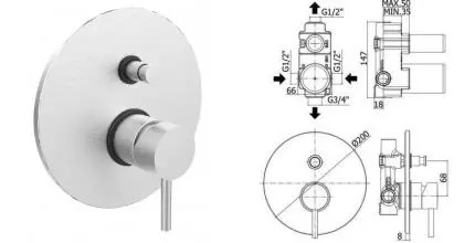Смеситель для душа «Paffoni» Light LIG015ST сталь