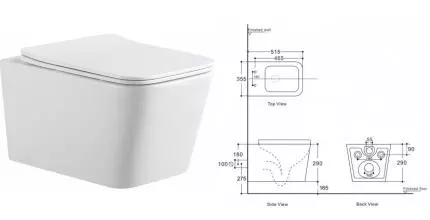 Подвесной унитаз безободковый «Aquanet» Tavr 2.0 Rimless 243545 белый с сиденьем дюропласт с микролифтом белое