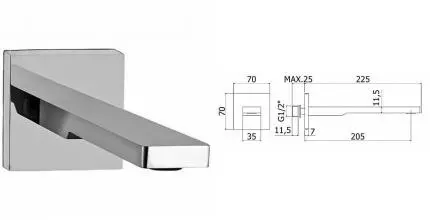 Излив к смесителю «Paffoni» Tango ZBOC121CR 22,5 хром