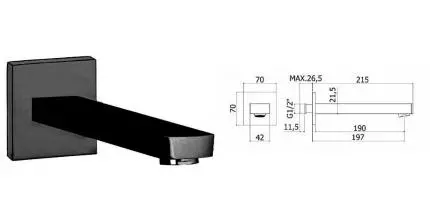 Излив к смесителю «Paffoni» Ringo ZBOC111NO 21,5 чёрный матовый