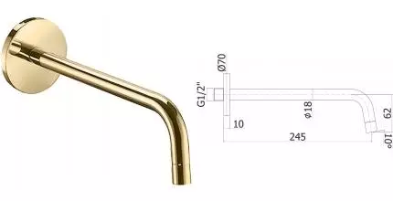 Излив к смесителю «Paffoni» Light ZBOC046HG 24,8 медовое золото Излив к смесителю «Paffoni» Light ZBOC046HG 24,8 медовое золото