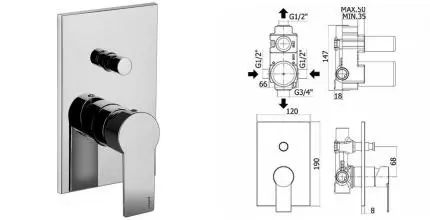 Смеситель для душа «Paffoni» Tango TA015CR хром
