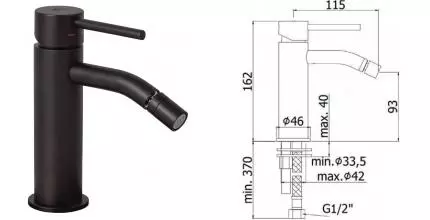 Смеситель для биде «Paffoni» Light LIG131NO чёрный матовый Смеситель для биде «Paffoni» Light LIG131NO чёрный матовый