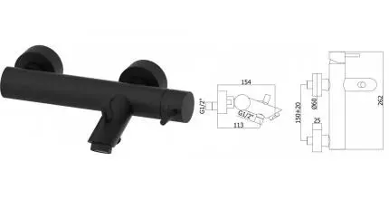 Смеситель для ванны «Paffoni» Light LIG022NO чёрный матовый Смеситель для ванны «Paffoni» Light LIG022NO чёрный матовый