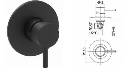 Смеситель для душа «Paffoni» Light LIG011NO чёрный матовый