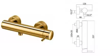 Смеситель для душа «Paffoni» Light LIG168HGSP медовое золото брашированное