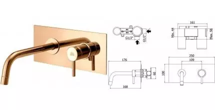 Смеситель для раковины «Paffoni» Light LIG101HG/M медовое золото