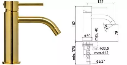 Смеситель для раковины «Paffoni» Light LIG071HGSP медовое золото брашированное