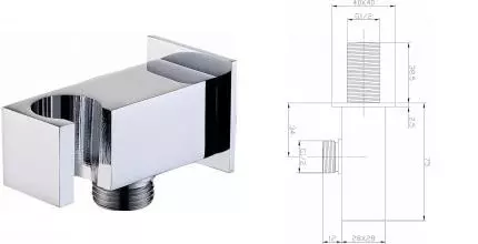 Подключение для душевого шланга «Aquanet» Square AF000-12C с держателем для лейки