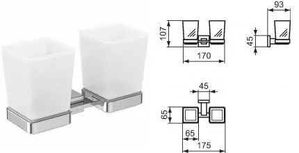 Двойной стакан для зубных щёток «Ideal Standard» Iom Square E2205AA на стену хром