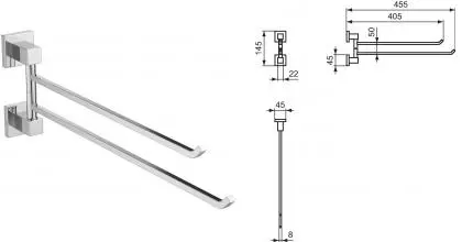 Полотенцедержатель двойной поворотный «Ideal Standard» Iom Square E2200AA на стену хром