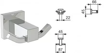 Двойной крючок «Ideal Standard» Iom Square E2193AA на стену хром