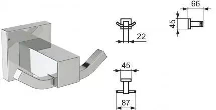 Двойной крючок «Ideal Standard» Iom Square E2193AA на стену хром Двойной крючок «Ideal Standard» Iom Square E2193AA на стену хром