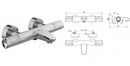 Смеситель для ванны «Ideal Standard» Ceratherm T100 A7238AA с термостатом хром