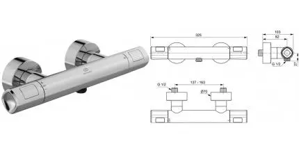 Смеситель для душа «Ideal Standard» Ceratherm T100 A7229AA с термостатом хром Смеситель для душа «Ideal Standard» Ceratherm T100 A7229AA с термостатом хром