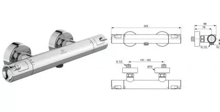 Смеситель для душа «Ideal Standard» Ceratherm T50 A7214AA с термостатом хром