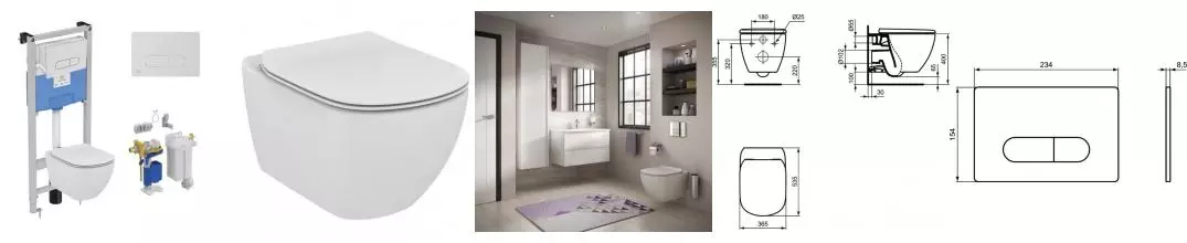 Комплект инсталляция с унитазом, крышкой и кнопкой смыва «Ideal Standard» Prosys Tesi R029901 белый Комплект инсталляция с унитазом, крышкой и кнопкой смыва «Ideal Standard» Prosys Tesi R029901 белый