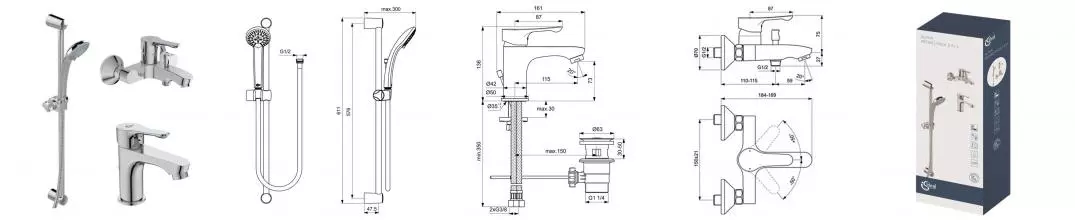 Комплект смесителей «Ideal Standard» Alpha BD004AA хром