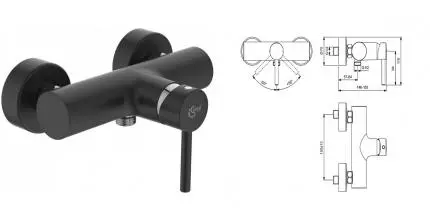 Смеситель для душа «Ideal Standard» Ceraline BC200U4 чёрный матовый/хром Смеситель для душа «Ideal Standard» Ceraline BC200U4 чёрный матовый/хром
