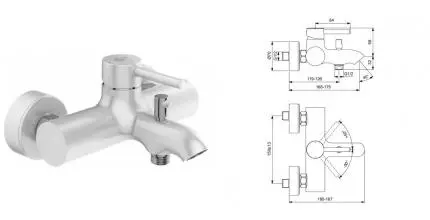 Смеситель для ванны «Ideal Standard» Ceraline BC199U5 белый/хром Смеситель для ванны «Ideal Standard» Ceraline BC199U5 белый/хром