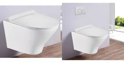 Подвесной унитаз безободковый «Esbano» Aster белый с сиденьем дюропласт с микролифтом белое