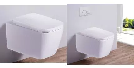 Подвесной унитаз безободковый «Esbano» Tiron-C белый с сиденьем дюропласт с микролифтом белое