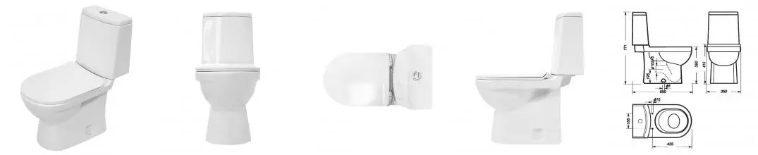 Унитаз компакт «Sanita Luxe» Next Slim NXTSLCC01150622 белый с сиденьем дюропласт с микролифтом белое