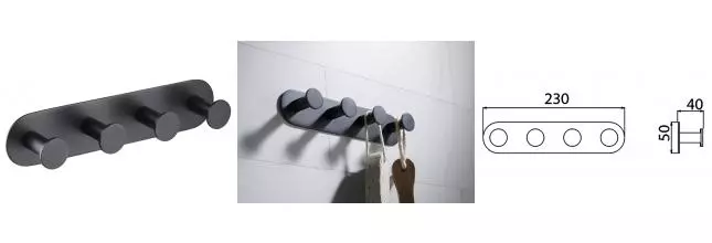 Планка с крючками «Timo» Saona 13015/03 на стену чёрный