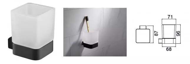 Стакан для зубных щёток «Timo» Selene 14033/03 на стену чёрный